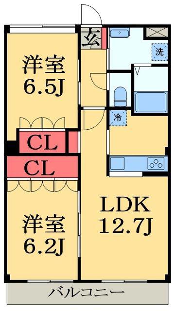 メゾン・ド・エスポワール(2LDK/1階)の間取り写真