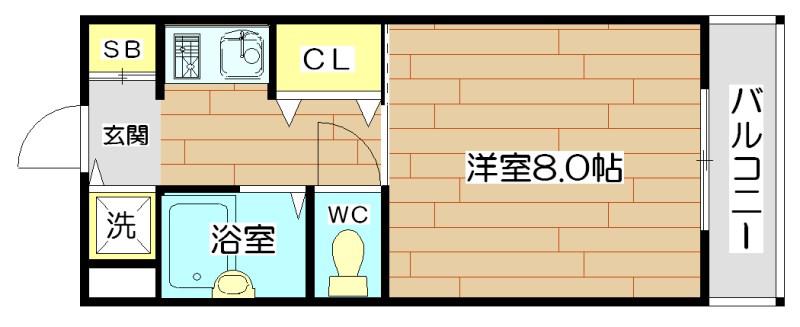 CITY COM高槻(1K/2階)の間取り写真