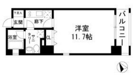 ティノ汐留(1K/4階)の間取り写真