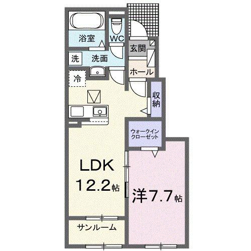 ボヌールI(1LDK/1階)の間取り写真