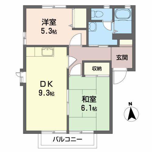 サンガーデン幸町 A(2DK/2階)の間取り写真