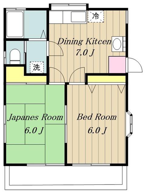 サニーハイムA(2DK/2階)の間取り写真