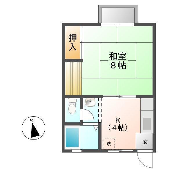 ハイマート南・北(1K/2階)の間取り写真