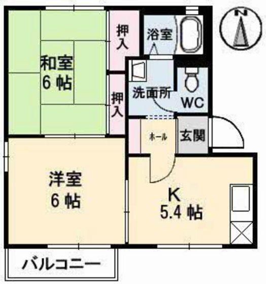 マーガレットハイツ(2K/2階)の間取り写真