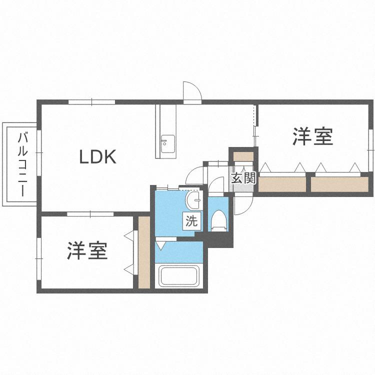 セピアコート手稲(2LDK/2階)の間取り写真