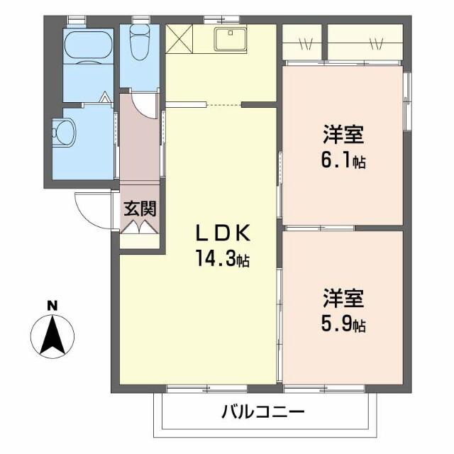 ST. MARINERS CRADLE S(2LDK/2階)の間取り写真