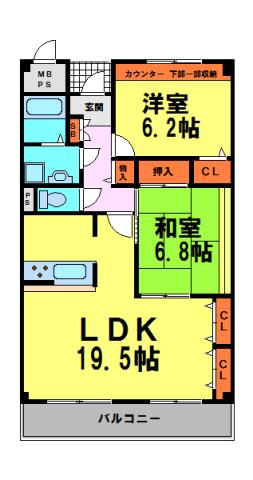 神田弐番館(2LDK/4階)の間取り写真