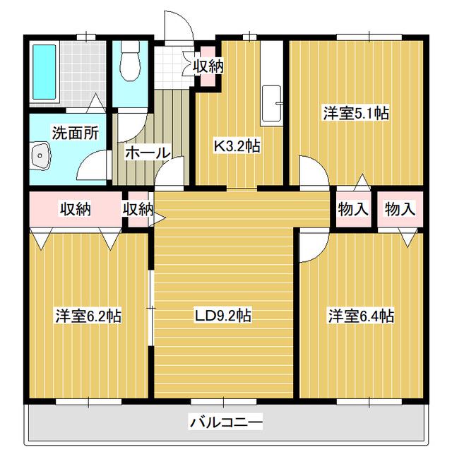 メゾンベール(3LDK/2階)の間取り写真