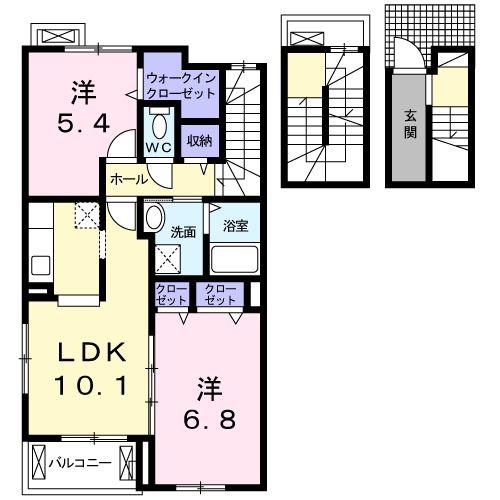 リヴェール壱番館(2LDK/3階)の間取り写真