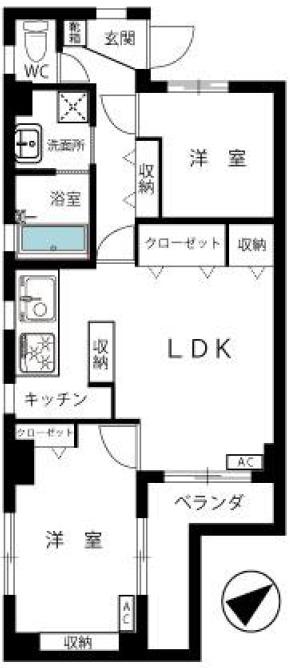 SEASON COURT(2LDK/2階)の間取り写真