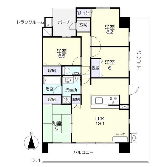 リビンコート問屋町ウエスト(4LDK/5階)の間取り写真