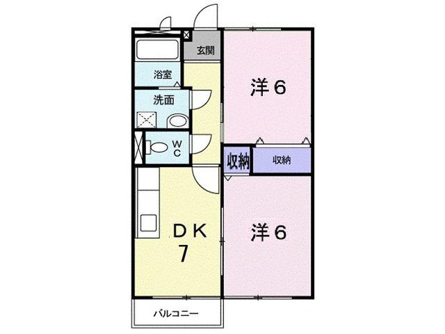 ロジュマンネモト(2DK/2階)の間取り写真