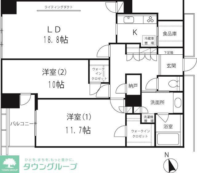 六本木ヒルズレジデンス(2LDK/33階)の間取り写真