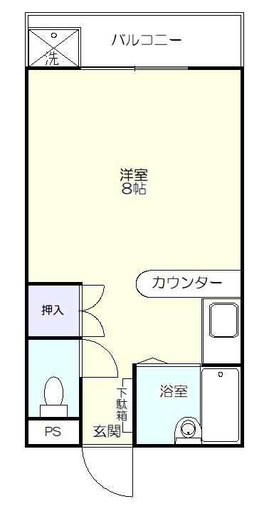 プリンスヴィラ(1K/1階)の間取り写真
