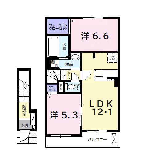 ハイネC(2LDK/2階)の間取り写真
