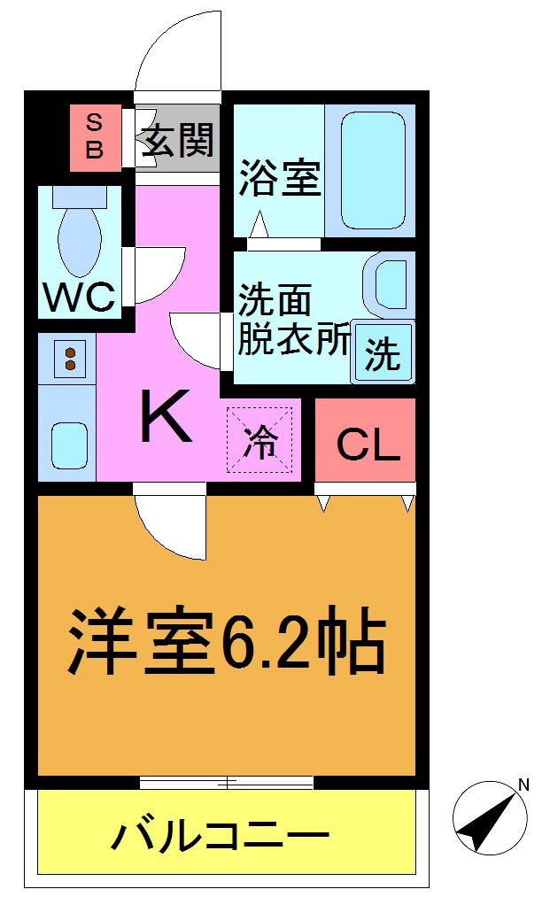 プログレッソ船橋II(1K/2階)の間取り写真