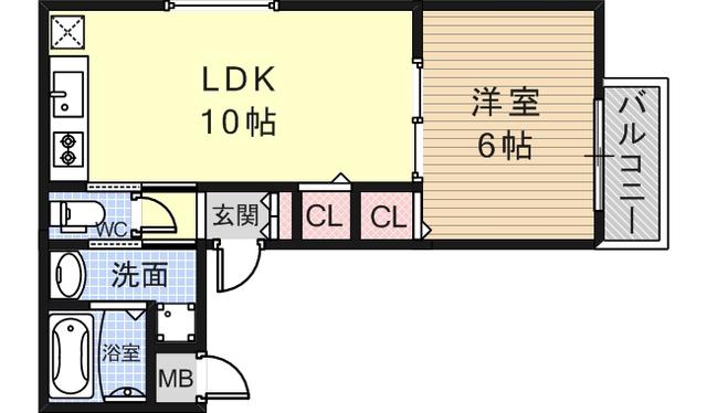 ダイヤモンドヴィラ(1LDK/2階)の間取り写真