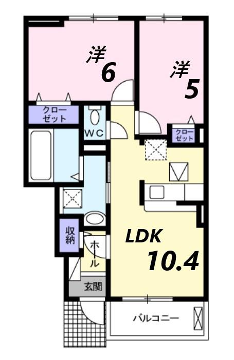 メゾン寺角 EST(2LDK/1階)の間取り写真