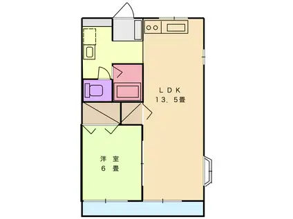 カーサグレイス(1LDK/1階)の間取り写真