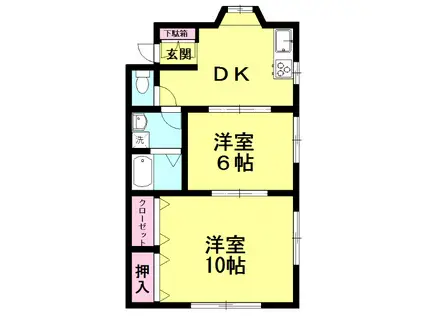 サンコーポA(2DK/1階)の間取り写真