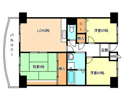 プレスト・コート 弐番館(3LDK/8階)の間取り写真