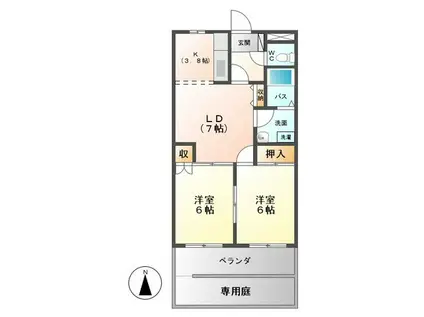 サウス・フォレストA棟(2LDK/1階)の間取り写真