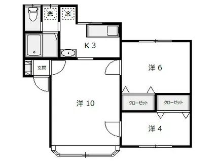 ベイタウン(3K/2階)の間取り写真