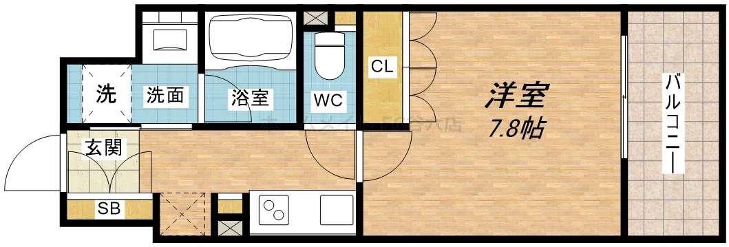 アーバネックス心斎橋(1K/6階)の間取り写真