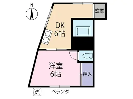尾木マンション(1DK/3階)の間取り写真