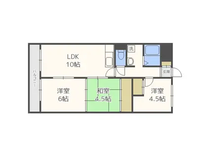 メゾンド山の手(3LDK/3階)の間取り写真