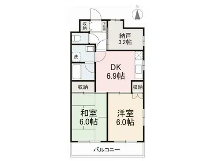 ロイヤルハイツ松島(2SDK/2階)の間取り写真