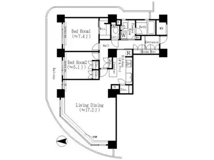 RIVER POINT TOWER(2LDK/18階)の間取り写真