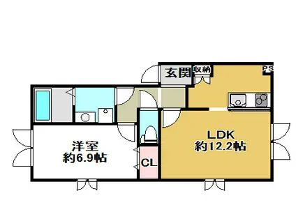 ルネッサンスヒルズ弐番館(1LDK/2階)の間取り写真