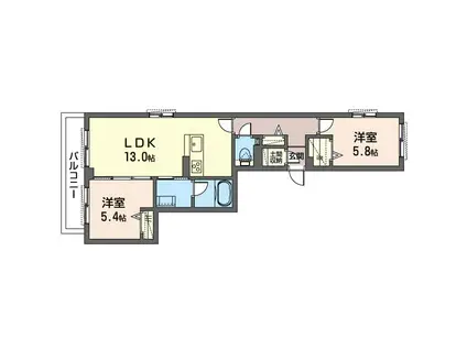 LADIONE-ラ・ディオーネ-(2LDK/3階)の間取り写真