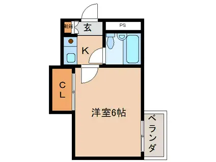 ディアコート奈良(1K/5階)の間取り写真