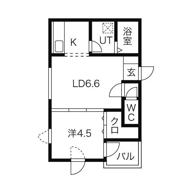 ヴィータ フェリーチェ トレ(1LDK/1階)の間取り写真