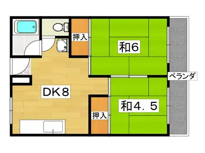 清水谷コーポ(2LDK/2階)の間取り写真