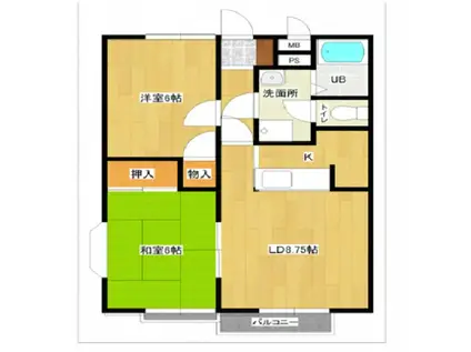 グリーンズホリデイB(2LDK/1階)の間取り写真
