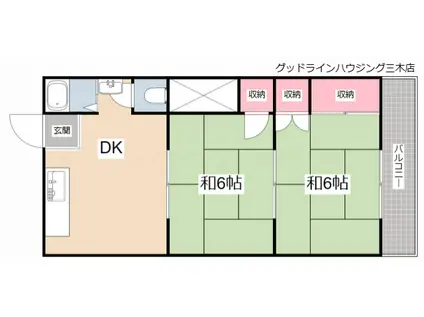 幸成マンション(2DK/1階)の間取り写真