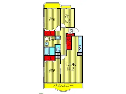 第3みつわ台ハイツ E棟(3LDK/5階)の間取り写真