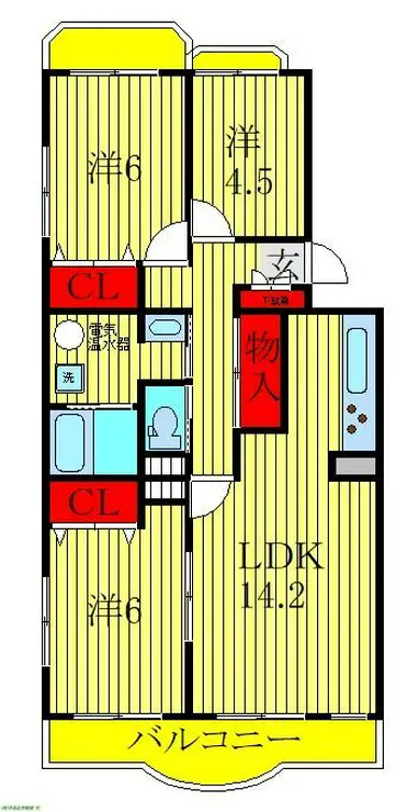 第3みつわ台ハイツE棟 5階階 間取り