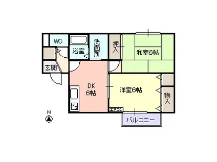 カトル・フロース(1LDK/2階)の間取り写真