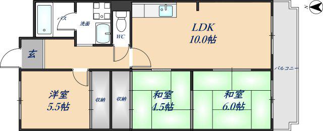 サニーヴィラ(3LDK/1階)の間取り写真