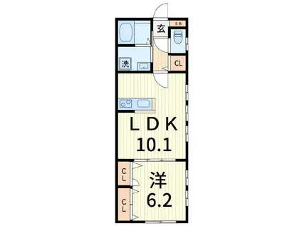 ラピス新宿(1LDK/2階)の間取り写真