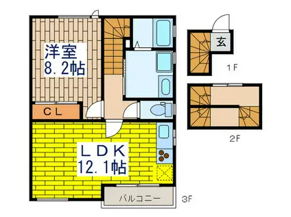 コート ブラン(1LDK/1階)の間取り写真