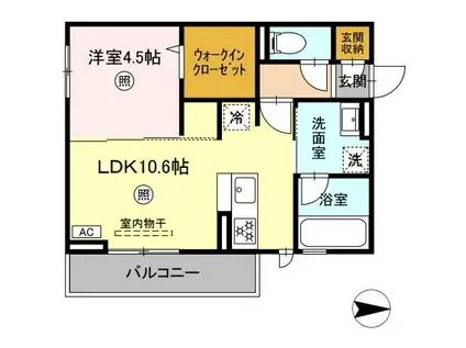 ロイヤルステージ皆生新田(1LDK/2階)の間取り写真