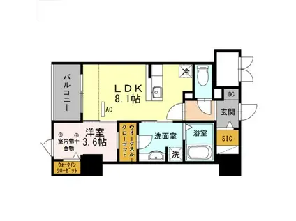 アガティス東静岡(1LDK/4階)の間取り写真