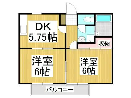 ホーユーコンホートII(2DK/2階)の間取り写真