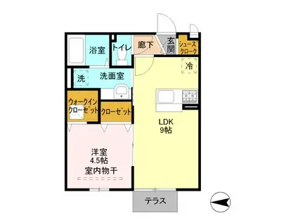 メゾーネ三郷中央(1LDK/1階)の間取り写真