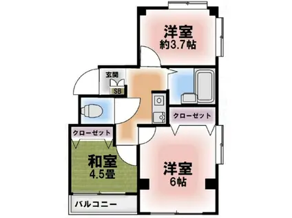 EIGHT BLDG. - YOKOYAMAII -(3K/2階)の間取り写真